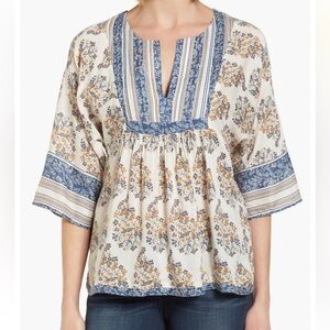 Lucky brand Floral 3/4 Sleeve Boho Blouse Size 2X NWT